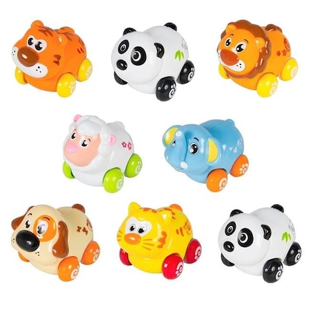 AZImport PS376 Cartoon Animals Friction Push & Go Toy Cars Play Set; Set Of 8